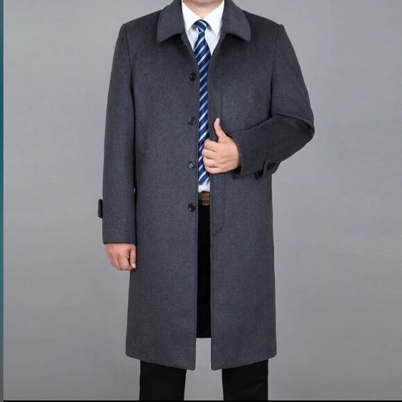 🌟MEN Wool Long Cashmere Coat🌟 - Picture 1 of 16